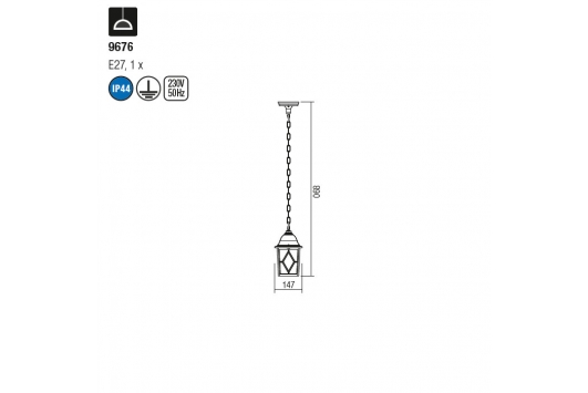 Suspensie exterior Melton, alb mat, 1XE27